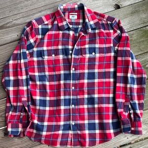 Old Navy Red and Blue Plaid Button-Down Flannel Shirt